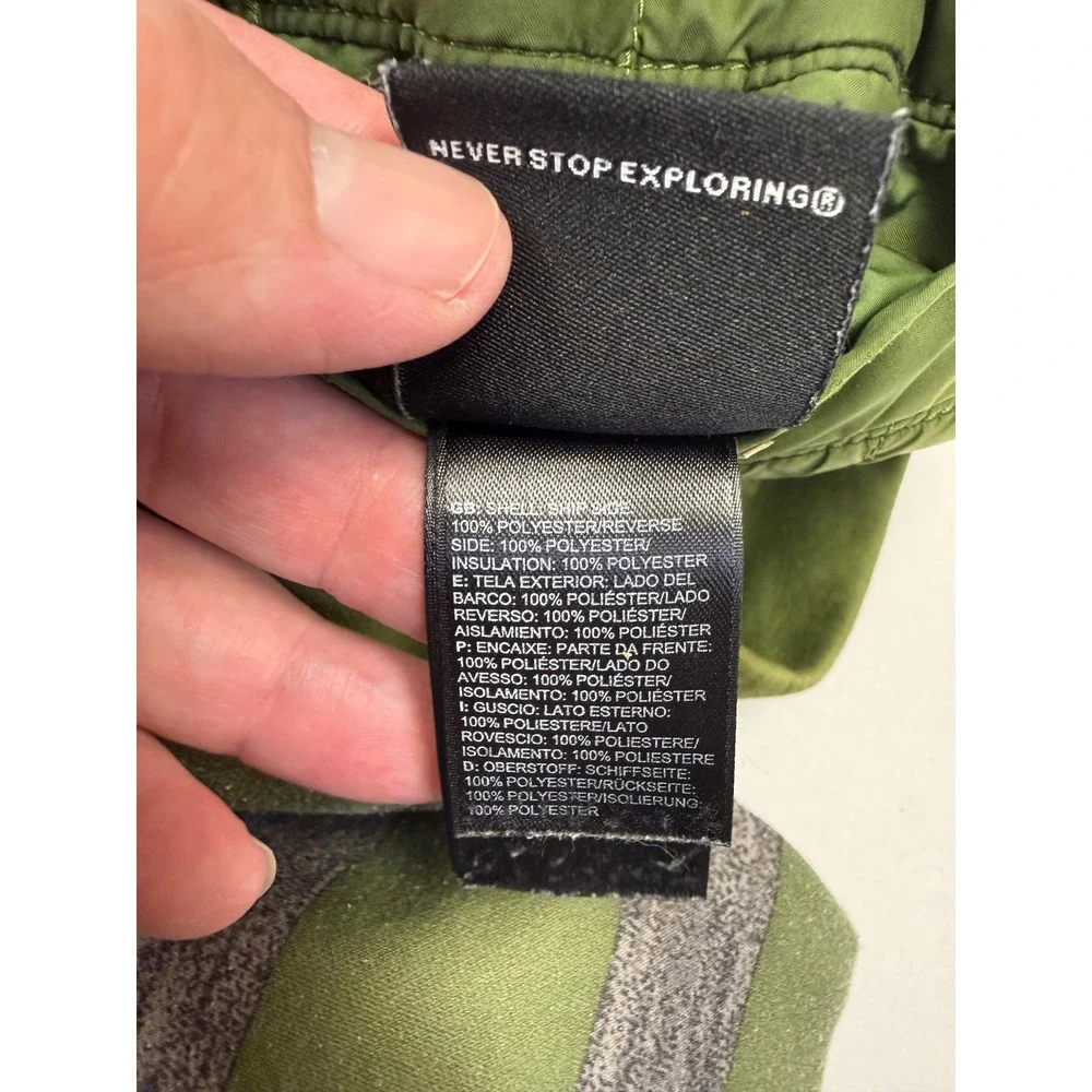 The North Face Boys Reversible Hooded Zip Up Jacket Green Gray Stripe Size‎ XS